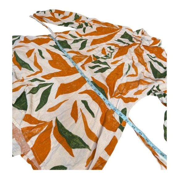 Dress Forum LA Orange Green Dropped Waist Collared Elasticized Sleeves Romper - Picture 12 of 16